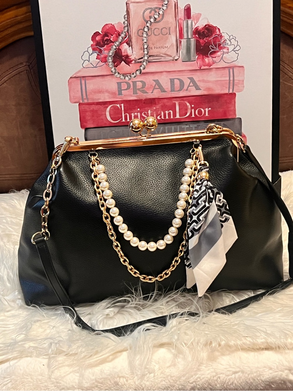 Juicy Couture kiss luck with Gold Hardware and Pearl Accent crossbody bag